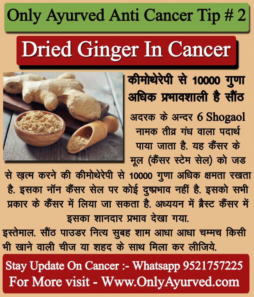 सौंठ से कैंसर का इलाज, dried ginger in cancer