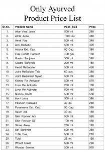 only ayurved product price list